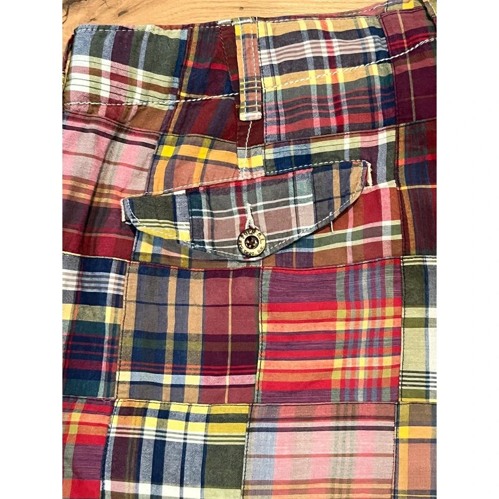 Polo Ralph Lauren Patchwork Madras Plaid Shorts Multi Color Preppy Mens Size 35